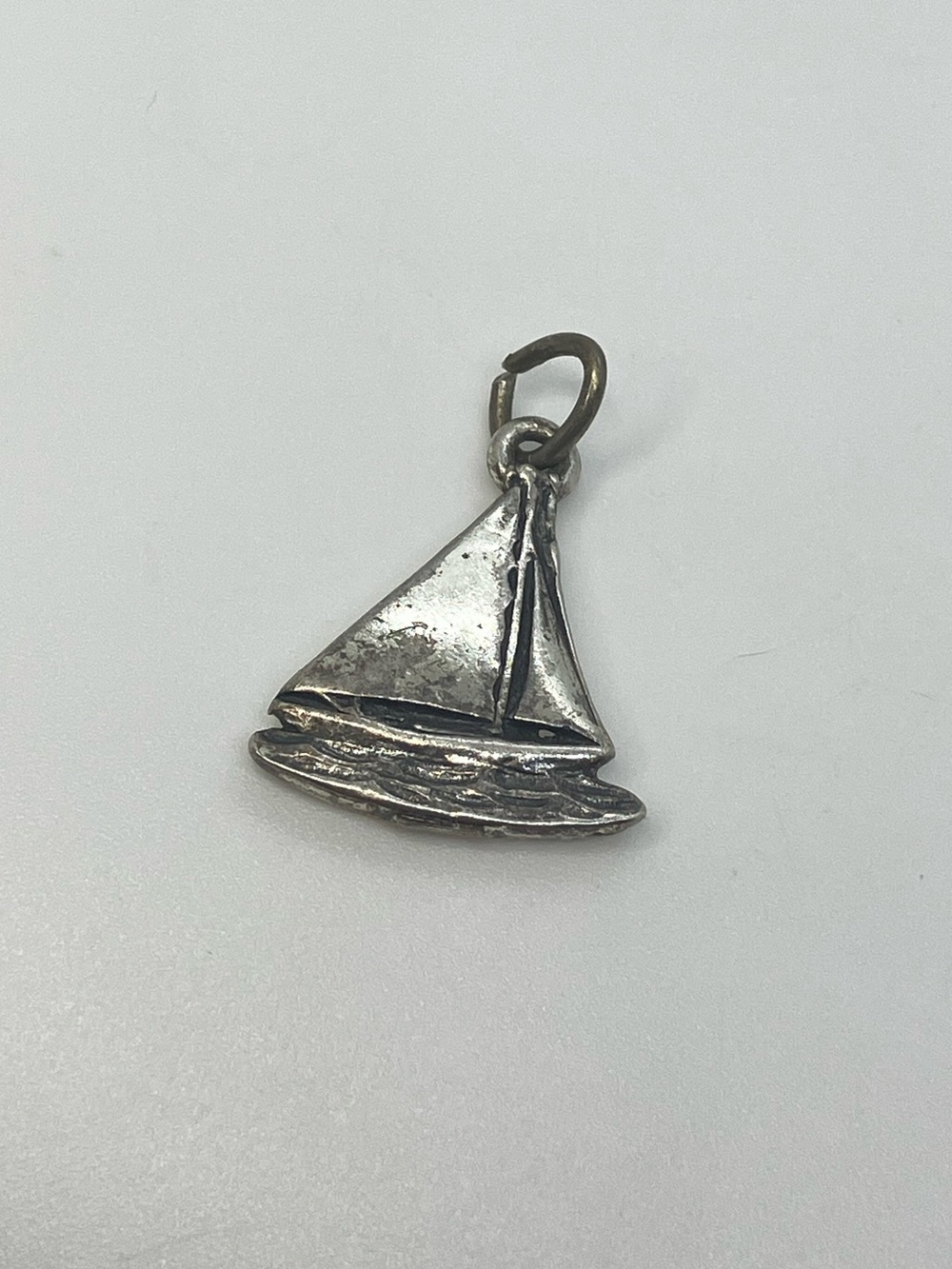 Vtg 925 Sterling silver sailboat nautical boat charm pendant